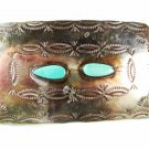 Vintage Southwest Style Native American Silvertone Turquoise Belt Buckle 93017