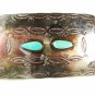 Vintage Southwest Style Native American Silvertone Turquoise Belt Buckle 93017