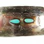 Vintage Southwest Style Native American Silvertone Turquoise Belt Buckle 93017