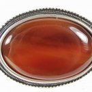 Silvertone & Agate Cabachon Belt Buckle By IBEL Made In ITALY 3516