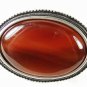 Silvertone & Agate Cabachon Belt Buckle By IBEL Made In ITALY 3516