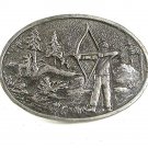 Vintage Bow Hunter Hunting Deer Woods Antique Finish Belt Buckle 41917