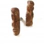 Vintage Sterling Silver Miniature Wooden Tribal Head Cufflinks Hand Carved B8316