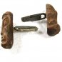 Vintage Sterling Silver Miniature Wooden Tribal Head Cufflinks Hand Carved B8316
