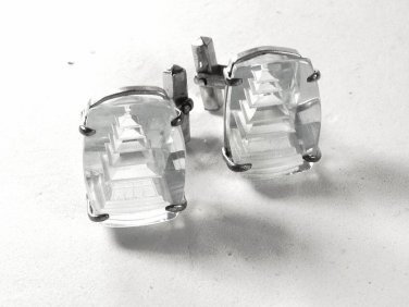 Japanese Carved Crystal Blue Pagoda Cufflinks Unbranded 41516