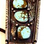 Huge Vintage Signed L7 Native American Sterling Silver Turquoise Bolo 008617