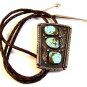 Huge Vintage Signed L7 Native American Sterling Silver Turquoise Bolo 008617