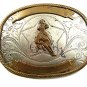 Vintage Western German Silver & Brass Cowboy On Horse Belt Buckle 121517