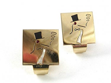 1950's Top Hat Monocle Red Bowtie White Scarf Cufflinks By STAVIS 61517