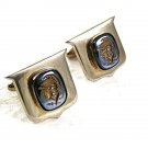 1960's Vintage Silvertone & Hematite Greek / Roman Warrior Cufflinks 73017