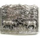 1980 2 Buck Deer Butting Heads In Woods Belt Buckle By ULTRA ENT INC 52217