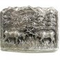 1980 2 Buck Deer Butting Heads In Woods Belt Buckle By ULTRA ENT INC 52217