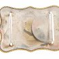 Vintage Sterling on Nickle & Gold tone LeFiell Company Bull Belt Buckle 92016