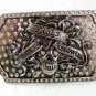 Love Kills Slower Silvertone Rhinestones Belt Buckle By ED HARDY 33116