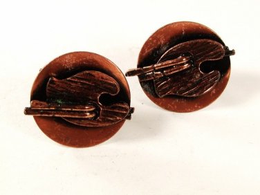 1950 - 70's Copper Artist Palette Cufflinks 8916