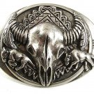 Native Amerian / Southwest Style Silvertone Cow Skull Belt Buckle 91517