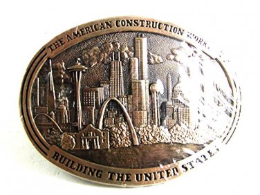 American Construction Worker God Bless America Belt Buckle By ADM USA 9317