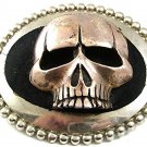 Vintage Huge Silvertone Skull Belt Buckle 12317