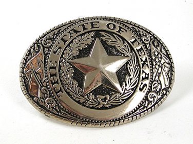 Vintage Silver Tone State of Texas Star Belt Buckle 11916