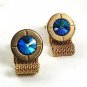 Vintage 1970's Goldtone & Blue Wrap Around Cufflinks 81517