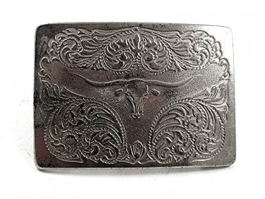 Vintage Western Cowboy Rodeo Long Horn Belt Buckle 12017