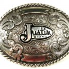 Western Cowboy Silver Tone Justin Brand Belt Buckle By JUSTIN 5316