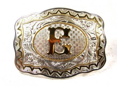 Western Silver Tone Gold Tone Initial E Buckle by CRUMRINE 121415