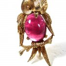 Vintage Goldtone & Pink Owl  Dress / Fur Clip No 6447 by Boucher 9715