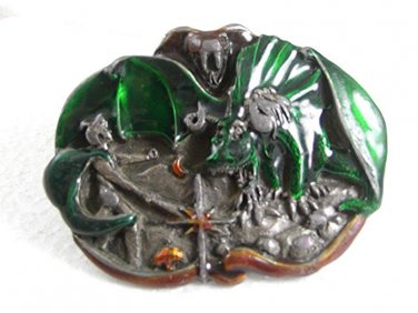 1983 Enameled Dragon Slayer Belt Buckle By BERGAMOT BRASS WORKS USA 8317