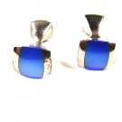 Silvertone & Blue Modernistic Cufflinks by RTT Tateossian Made In London 101515