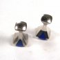 Silvertone & Blue Modernistic Cufflinks by RTT Tateossian Made In London 101515