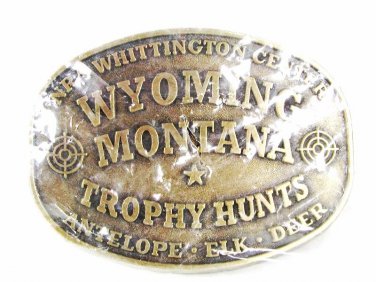 NRA Wyoming Montana Trophy Hunts Belt Buckle MIP 5516