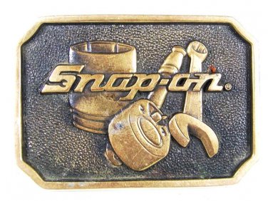 1970's SNAP-ON Tools Brass Belt Buckle By BTS Made In USA 72916