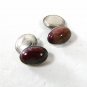 Vintage Sterling Silver & Pinkish Agate Cufflinks Unbranded 51916
