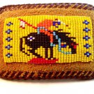 Vintage Native American End of The Trail Leather Beaded Belt Buckle