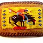 Vintage Native American End of The Trail Leather Beaded Belt Buckle