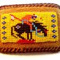 Vintage Native American End of The Trail Leather Beaded Belt Buckle
