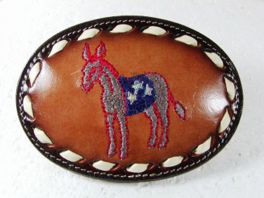 Western Cowboy Democrat Donkey Belt Buckle By TONY LAMA In Box 31916