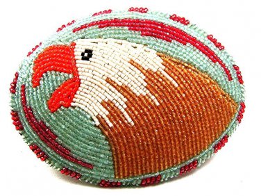 Vintage Handmade Beaded American Eagle Belt Buckle 121517