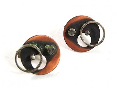 Mid Century Modern Copper Sterling Silver Cufflnks By NITA LUSTIG 91417
