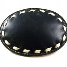 Vintage Leather Black Belt Buckle By TONY LAMA USA Mint In Box 12517