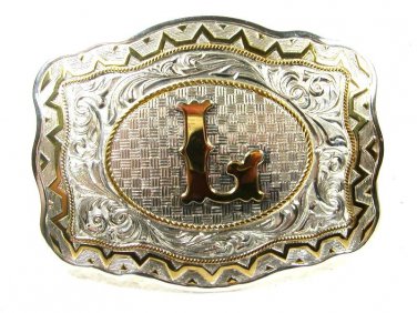 Western Silver Tone Gold Tone Initial L Buckle by CRUMRINE 121415