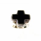 Gothic Sterling Silver Black Cross Ring Size 7 Unbranded 33116