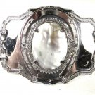 Vintage Silver Tone Western Abalone / Mother Pearl Belt Buckle 72816