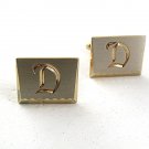 Vintage Silvertone Goldtone Initial / Letter D Cufflinks 82217