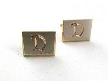 Vintage Silvertone Goldtone Initial / Letter D Cufflinks 82217