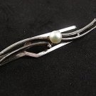 Vintage Mid Century Silver & Pearl Tie Clasp By K. MIKIMOTO TOKYO 72617