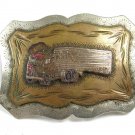 1940's - 50's Silver Tone Copper Truck Belt Buckle Unbranded 11715