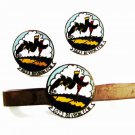 WWII Rare 2 Crows Lightening Bolt 6023 REVRON ECM Cufflinks Tie Clasp Unbranded
