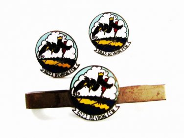 WWII Rare 2 Crows Lightening Bolt 6023 REVRON ECM Cufflinks Tie Clasp Unbranded